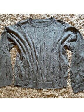 Gray viscose & polyester sweater with textured dot pattern, size S